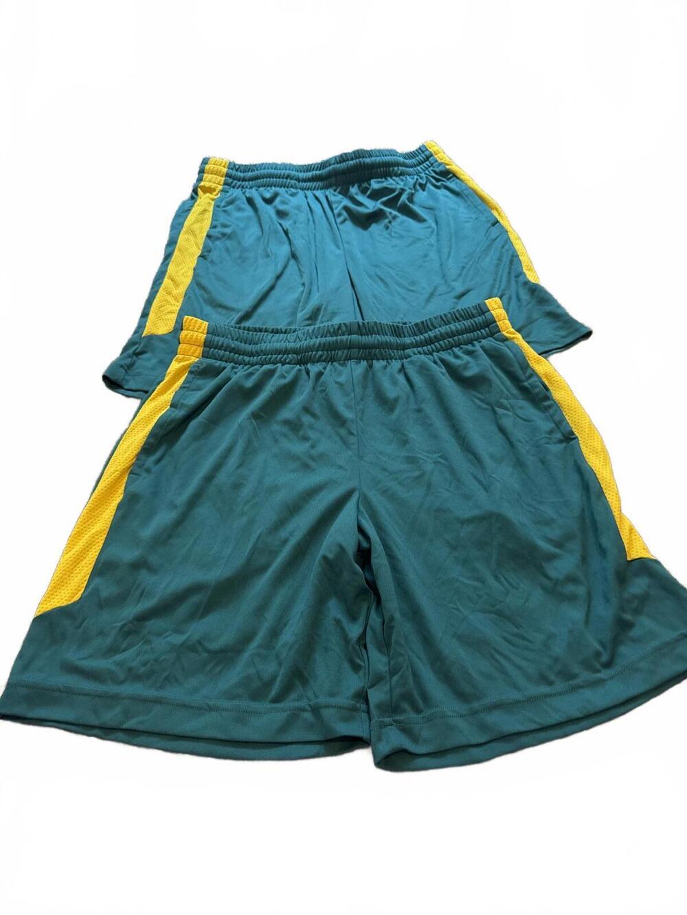Tek Gear Boys Green Yellow Athletic Shorts L Husky - Lot of 2